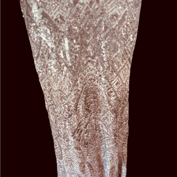 Betsy & Adam Sequin Gown in a rose or pink shade size 2 small gown floor - Picture 6 of 16